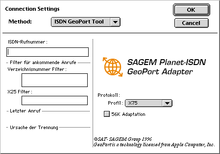 Connection Settings: X75
