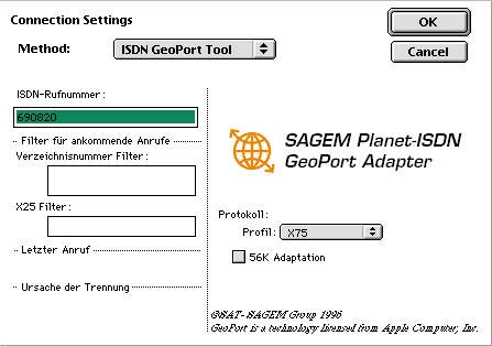 Connection Settings: X75