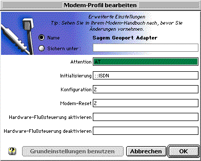 Modem Profil für Geoport Adapter