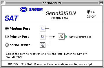 Kontrollfeld: Serial2ISDN auf ON