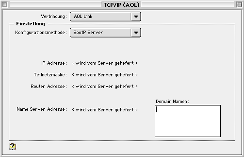 TCP/IP: AOL Link und BootServer